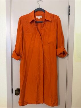 Michael Kors Orange Longline Button-Down Dress